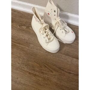 Converse Chuck Taylor All Star Lift Hi Heart White Platform Sneakers A09114C 5.5